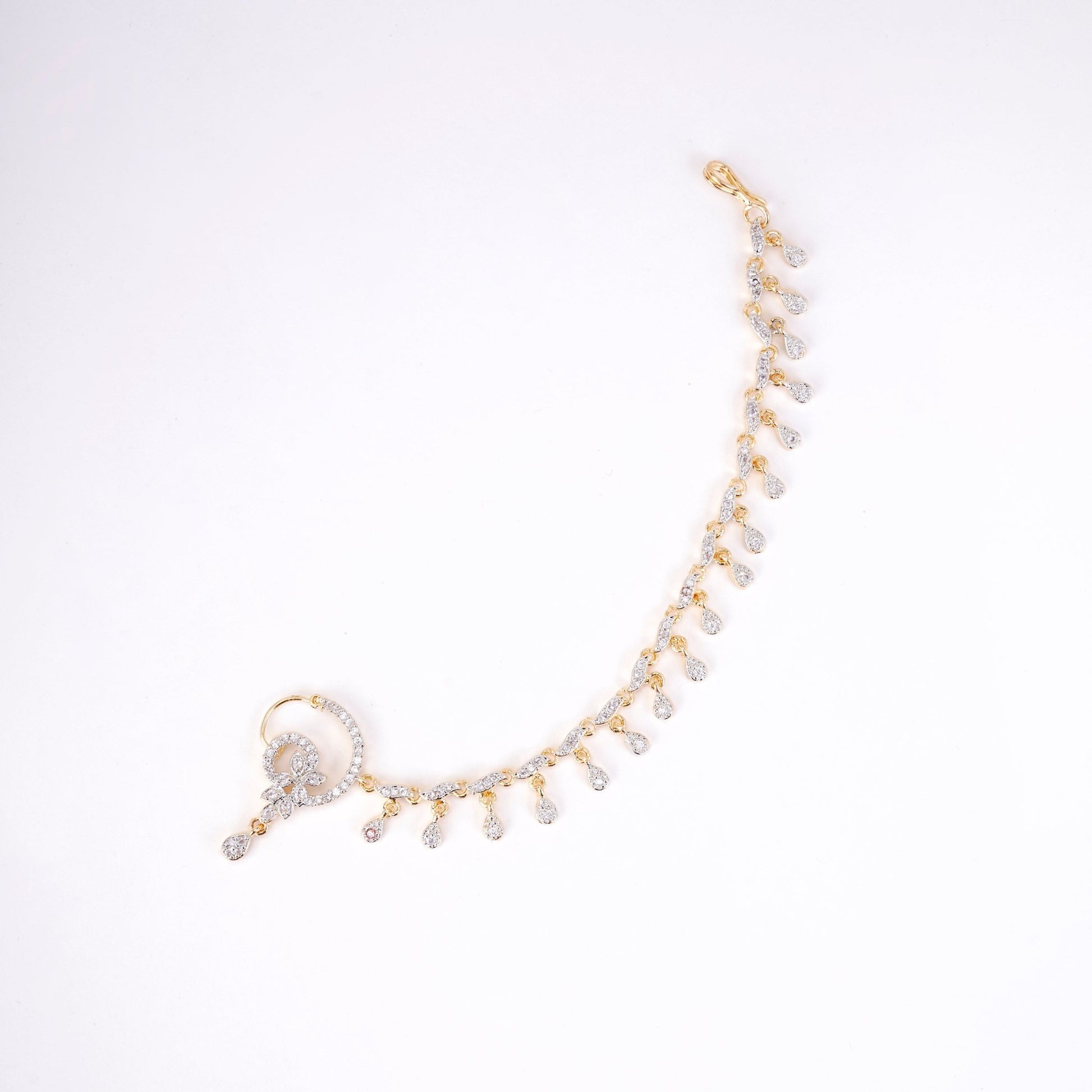 Nose Pin - Elegant Gold Plated Floral Nath with String - Opal Touch