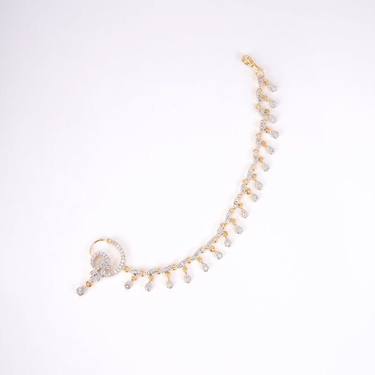 Nose Pin - Elegant Gold Plated Floral Nath with String - Opal Touch