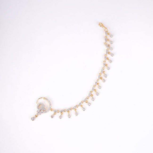 Nose Pin - Elegant Gold Plated Floral Nath with String - Opal Touch