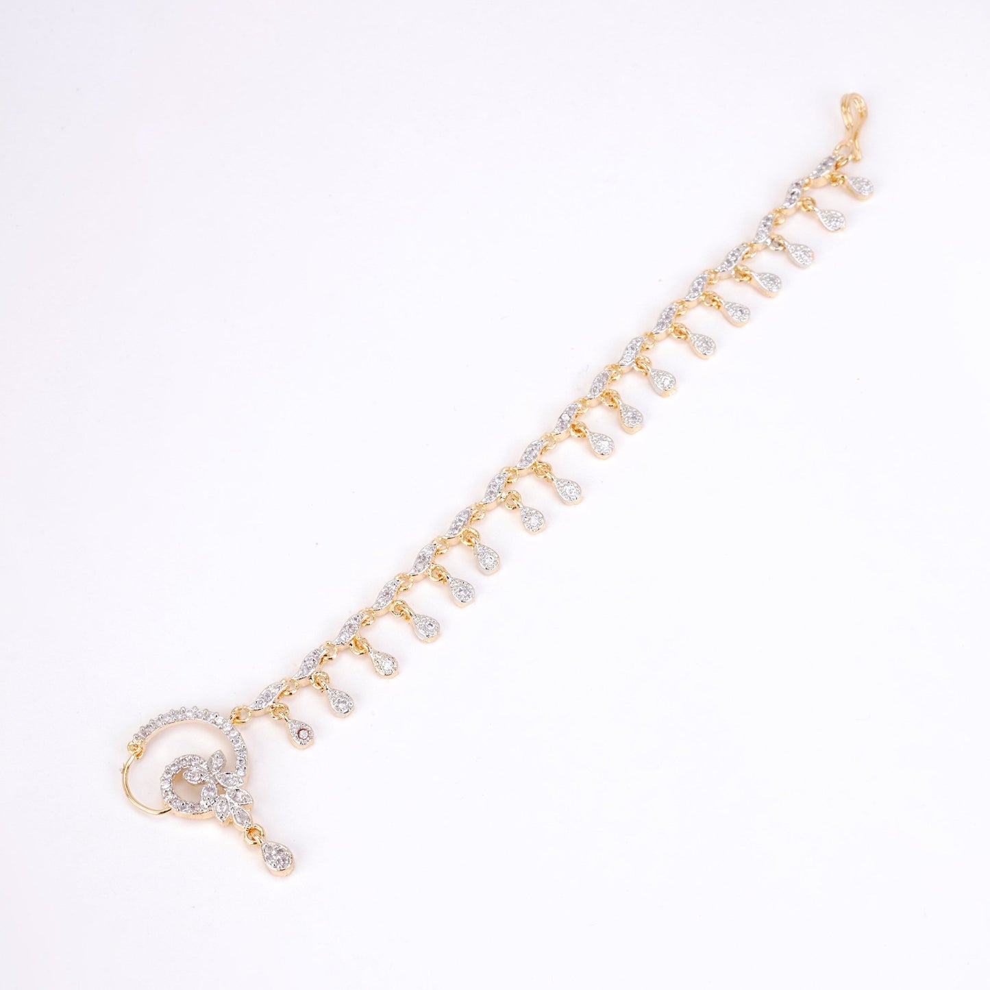 Nose Pin - Elegant Gold Plated Floral Nath with String - Opal Touch