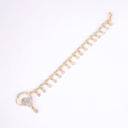 Nose Pin - Elegant Gold Plated Floral Nath with String - Opal Touch