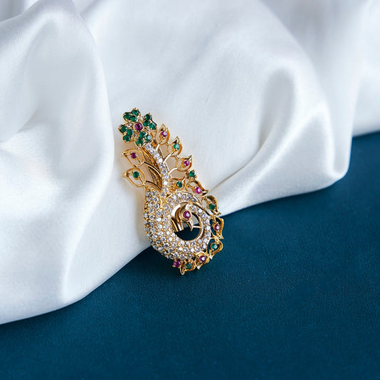 Saree Pin - Elegant Motif Mulicolored Saree Pins - Opal Touch
