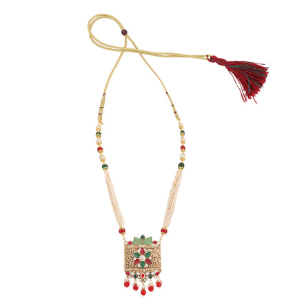 Opal Touch - Elegant Multicolor Polki Kundan Moti Mala - Necklace