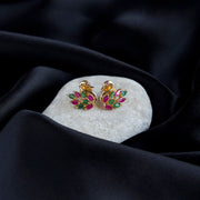 Studs - Elegant Red Peacock Studs - Opal Touch