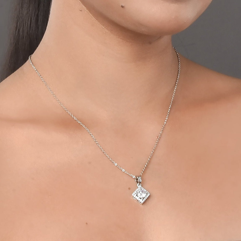 Opal Touch - Elegant Rhodium Locket Set with Pearl Accent - Locket Set