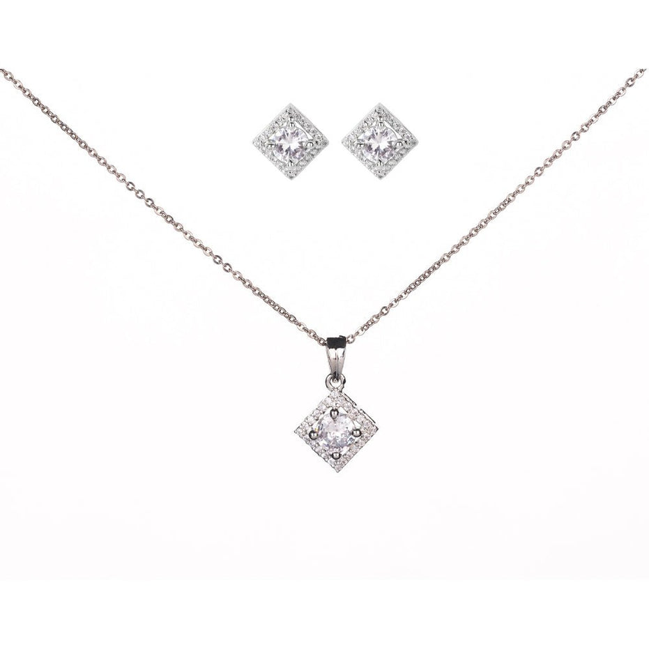Opal Touch - Elegant Rhodium Locket Set with Pearl Accent - Locket Set