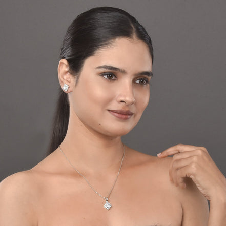 Opal Touch - Elegant Rhodium Locket Set with Pearl Accent - Locket Set