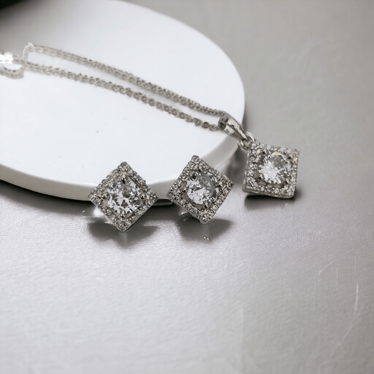 Opal Touch - Elegant Rhodium Locket Set with Pearl Accent - Locket Set