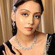 Elegant Rhodium - Plated American Diamond Jewellery Set - Opal Touch