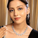 Elegant Rhodium - Plated American Diamond Jewellery Set - Opal Touch