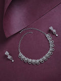 Elegant Rhodium Plated Cubic Zirconia (CZ) Necklace & Earrings Set - Opal Touch
