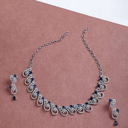 Elegant Rhodium Plated Cubic Zirconia (CZ) Necklace & Earrings Set - Opal Touch