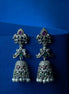 Elegant Rhodium Plated CZ Jhumka Earrings - Opal Touch