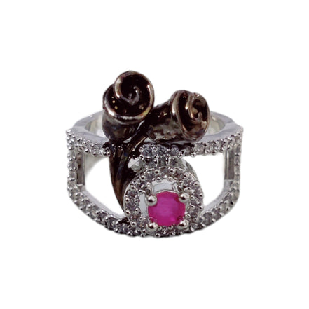 Opal Touch - Elegant Rhodium Ring - Ring
