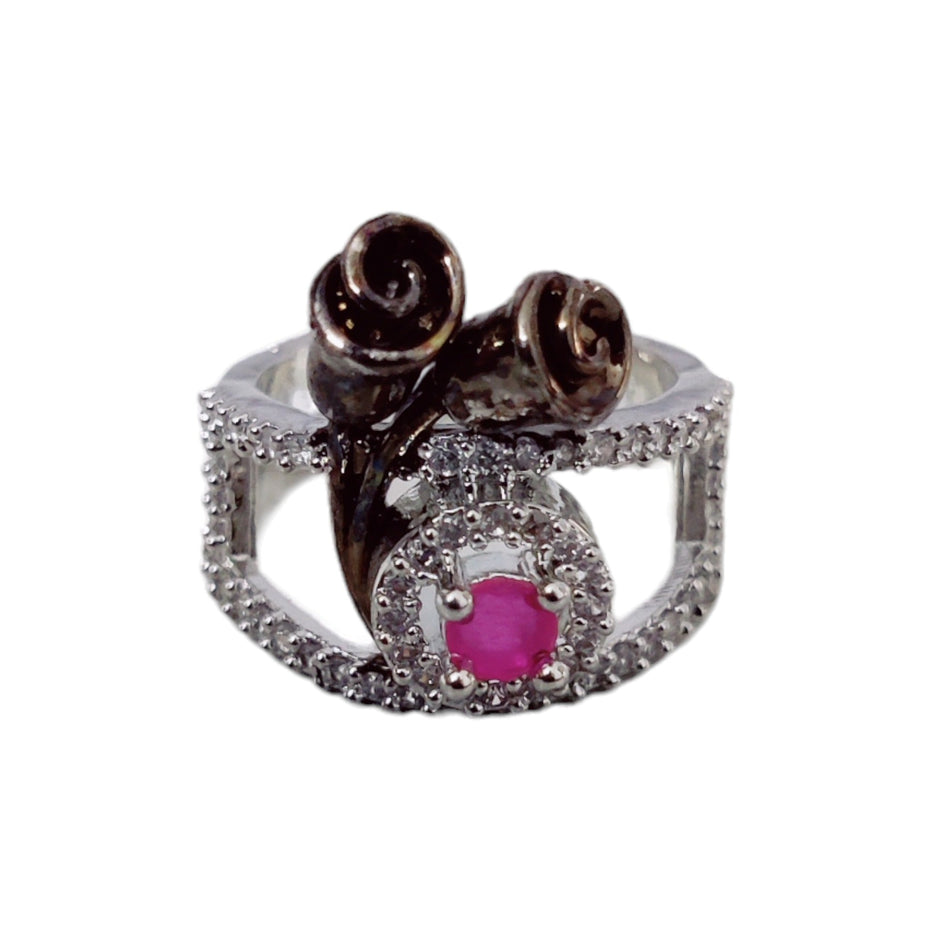 Opal Touch - Elegant Rhodium Ring - Ring