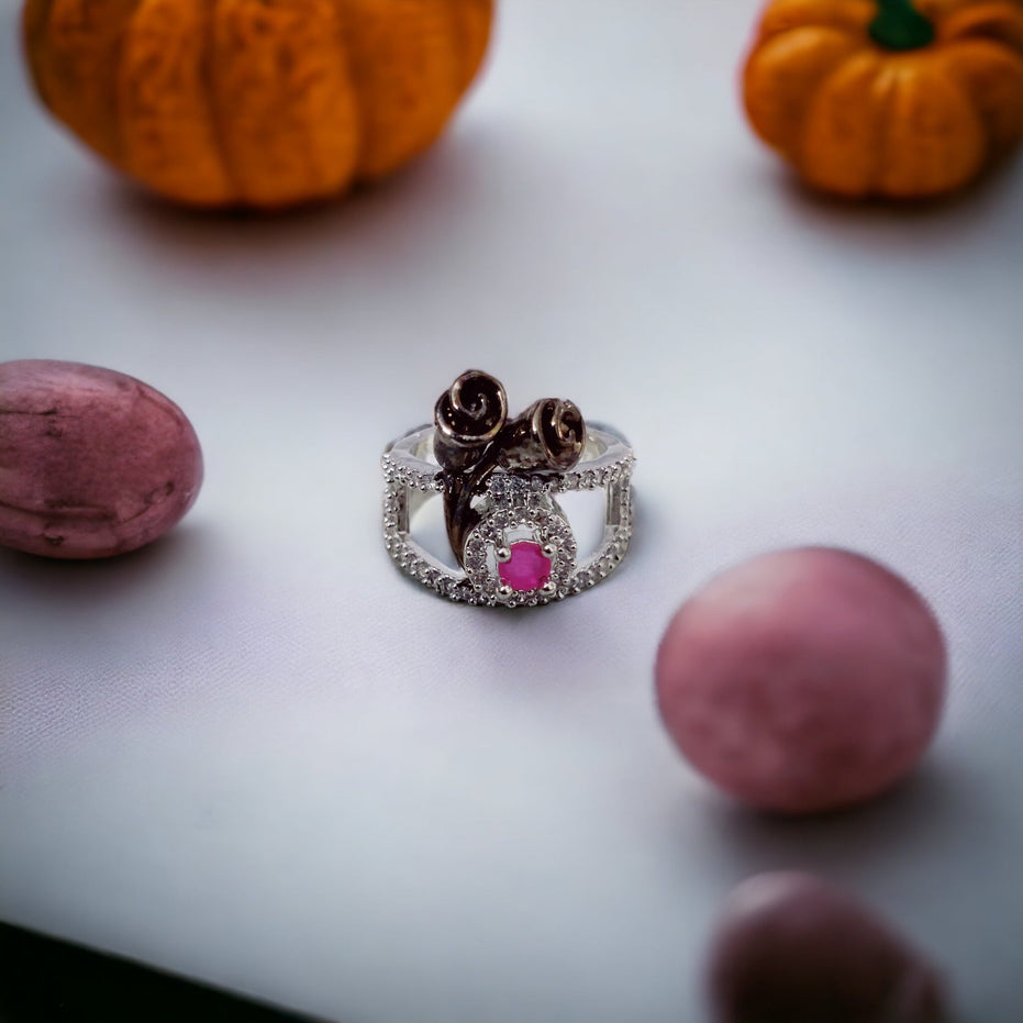 Opal Touch - Elegant Rhodium Ring - Ring
