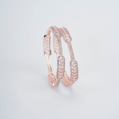 Opal Touch - Elegant Rose Gold Bangles Set (Pack of 2) - Bangles