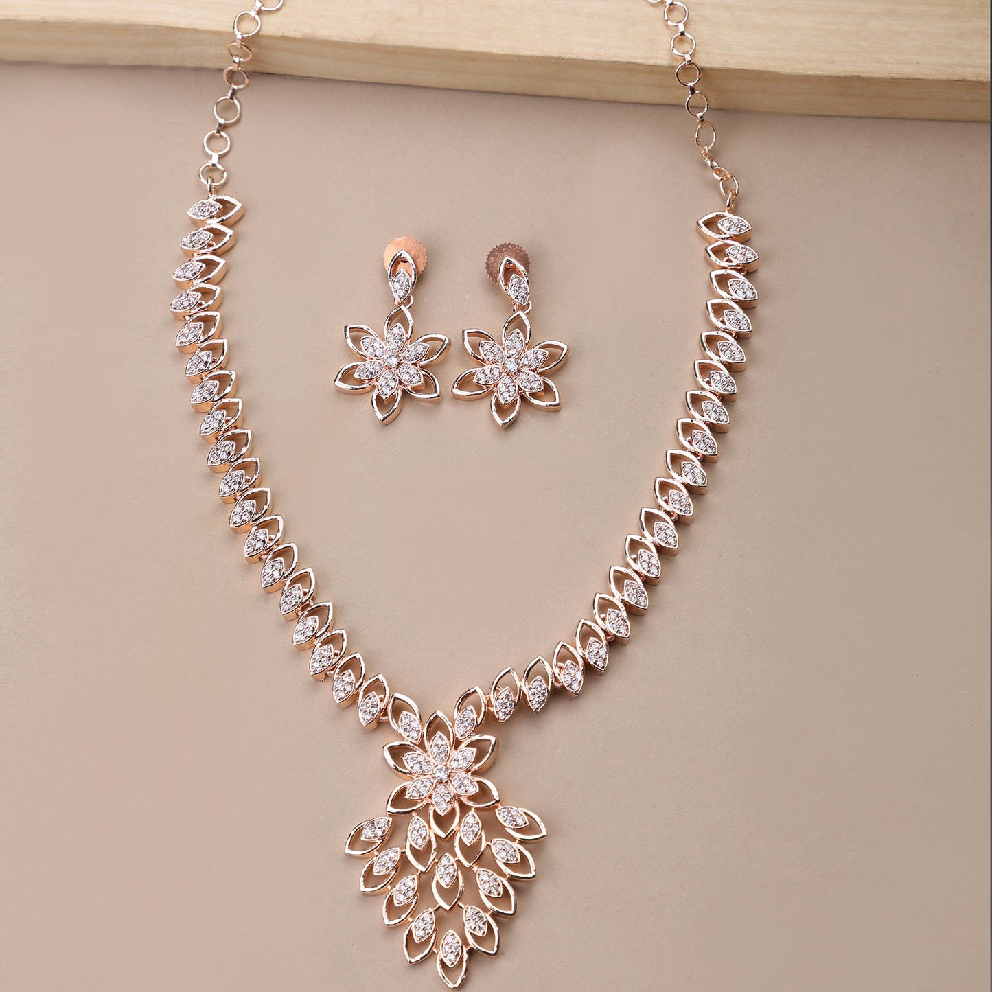 Opal Touch - Elegant Rose Necklace -