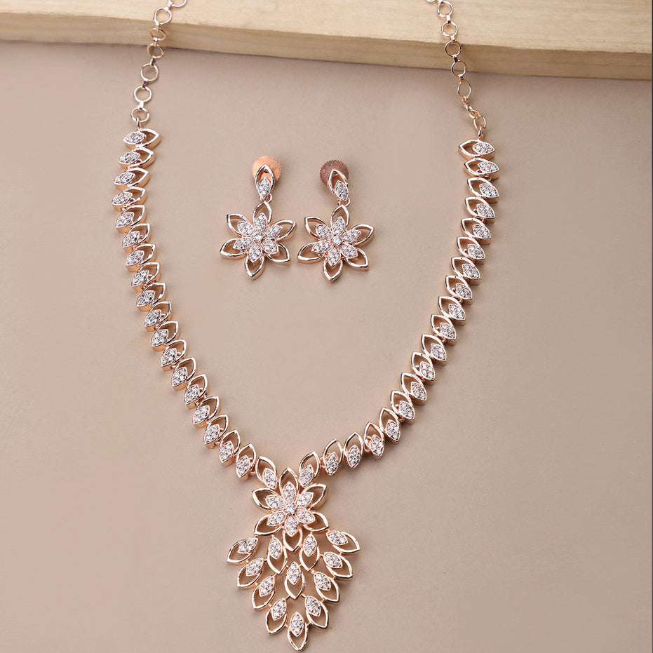 Opal Touch - Elegant Rose Necklace -