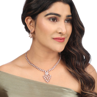 Opal Touch - Elegant Rose Necklace -