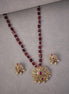 Locket Set - Elegant Ruby Beaded Locket Set with Kundan Gold Pendant & Earrings - Opal Touch