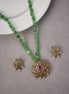 Locket Set - Elegant Ruby Beaded Locket Set with Kundan Mehendi Pendant & Earrings - Opal Touch