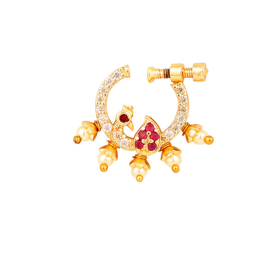 Opal Touch - Elegant Ruby Nose Pin - Nose pin