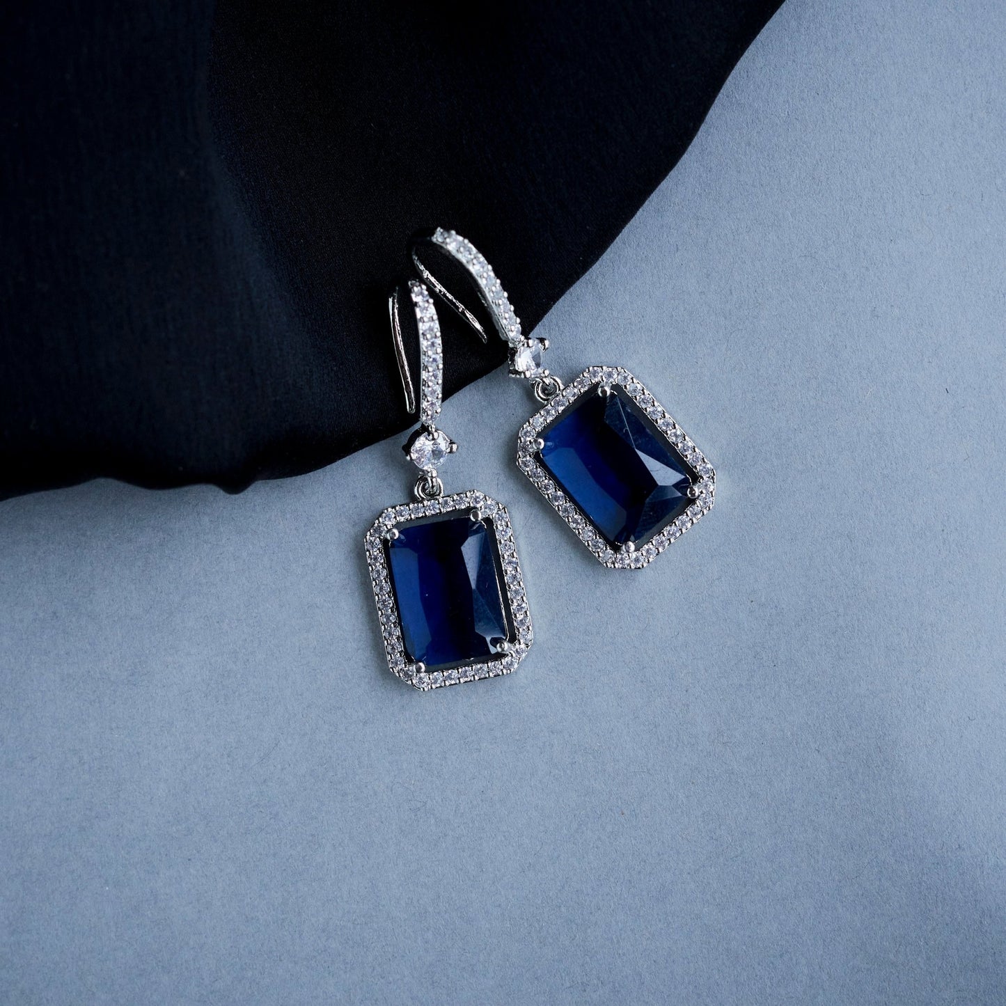 Earrings - Elegant Square Hoop Drops - Opal Touch