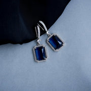 Earrings - Elegant Square Hoop Drops - Opal Touch