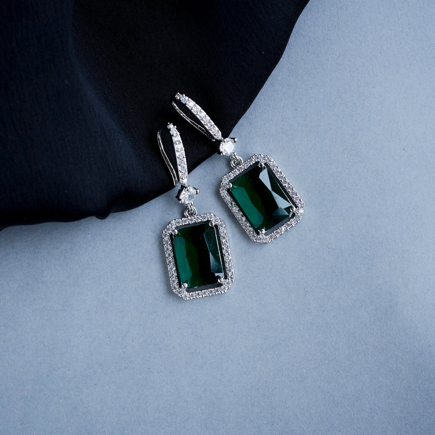 Earrings - Elegant Square Hoop Drops - Opal Touch