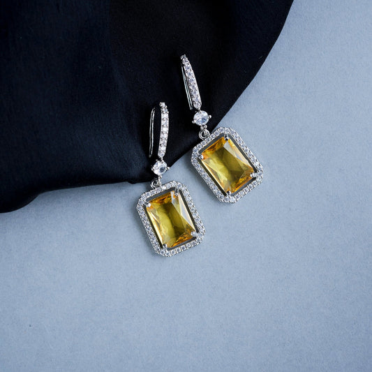 Earrings - Elegant Square Hoop Drops - Opal Touch