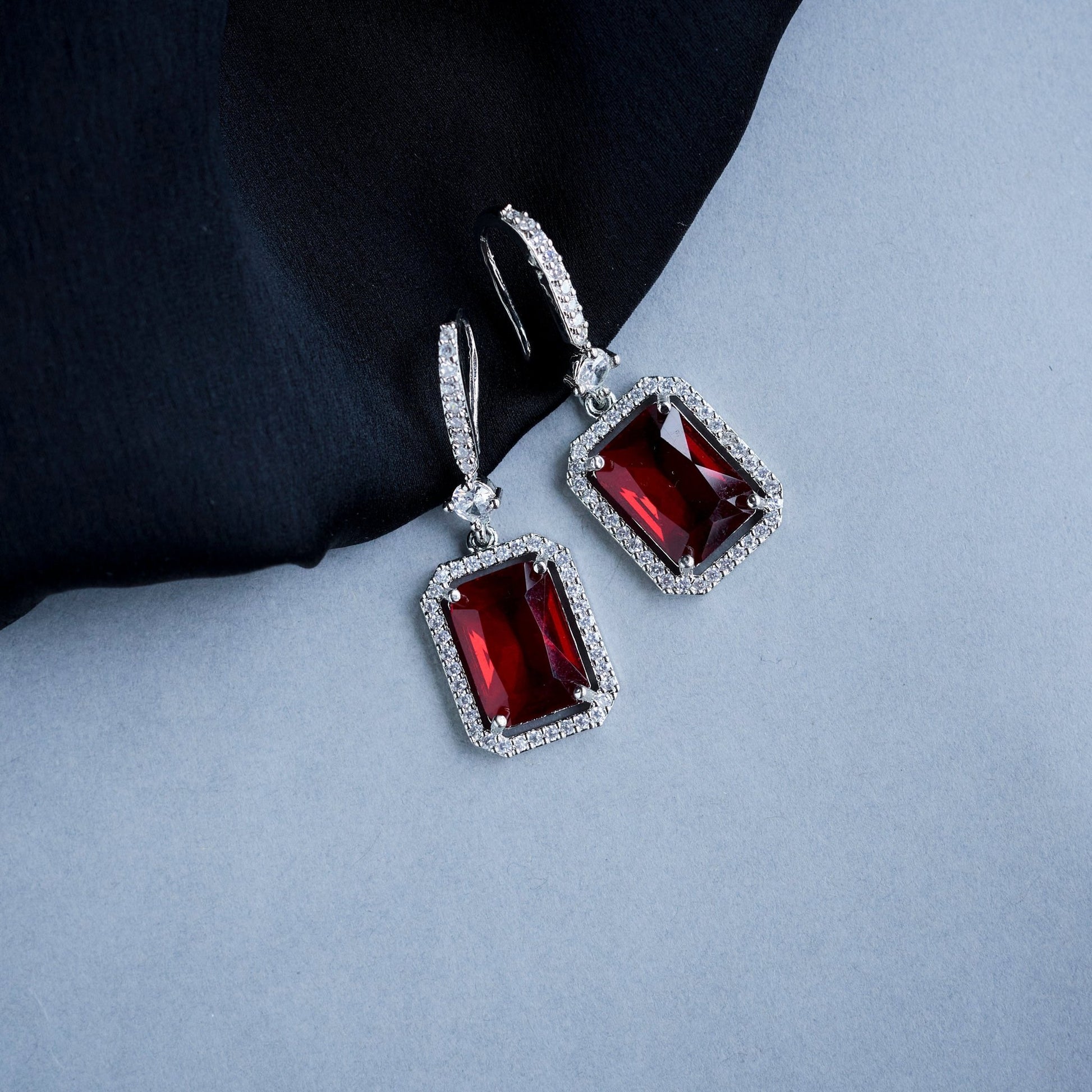 Earrings - Elegant Square Hoop Drops - Opal Touch