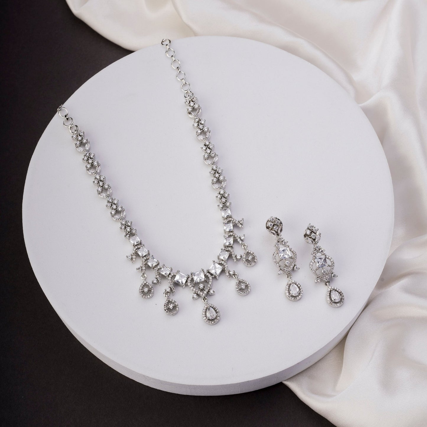 Necklace - Elysian Spark Rhodium Plated Necklace - Opal Touch