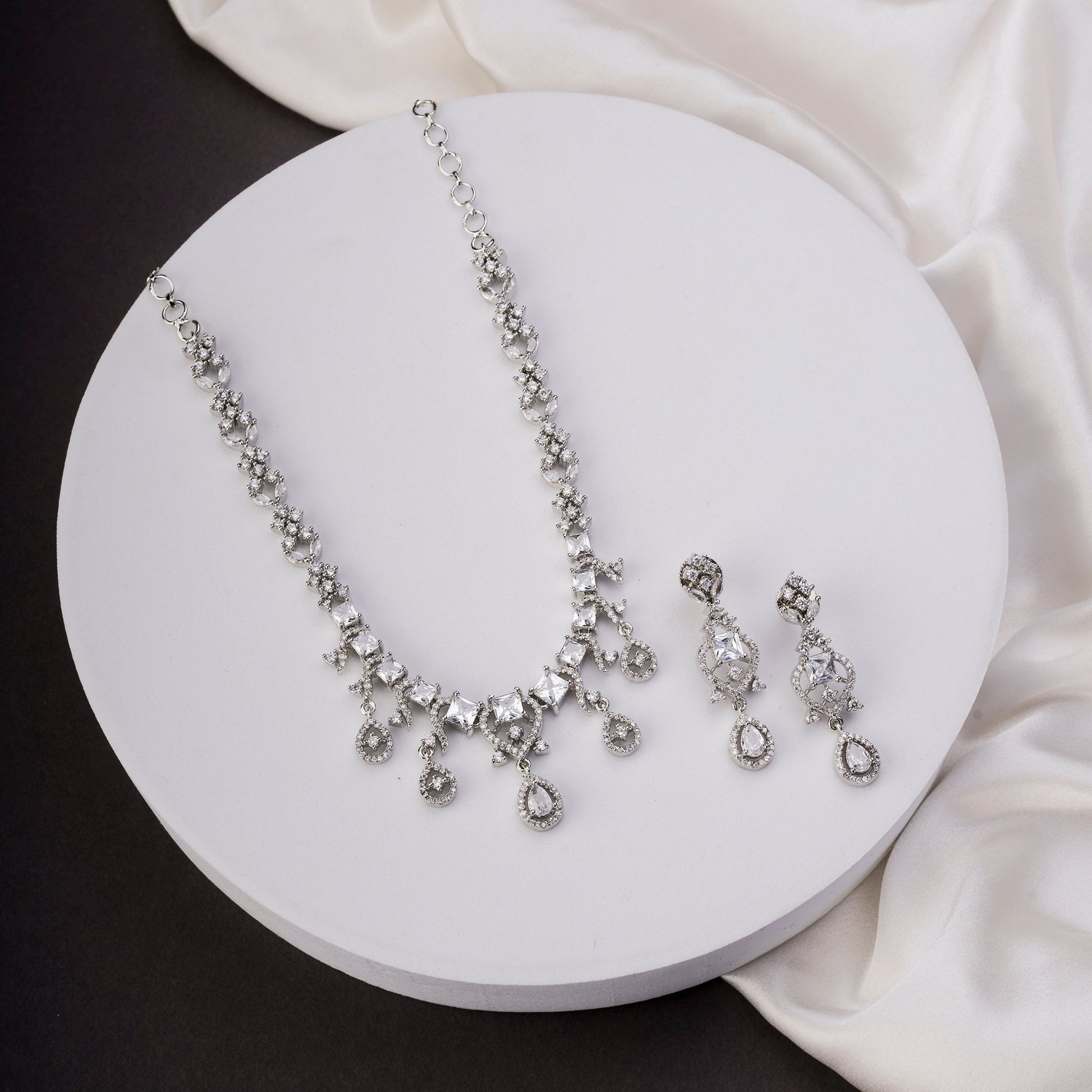 Necklace - Elysian Spark Rhodium Plated Necklace - Opal Touch