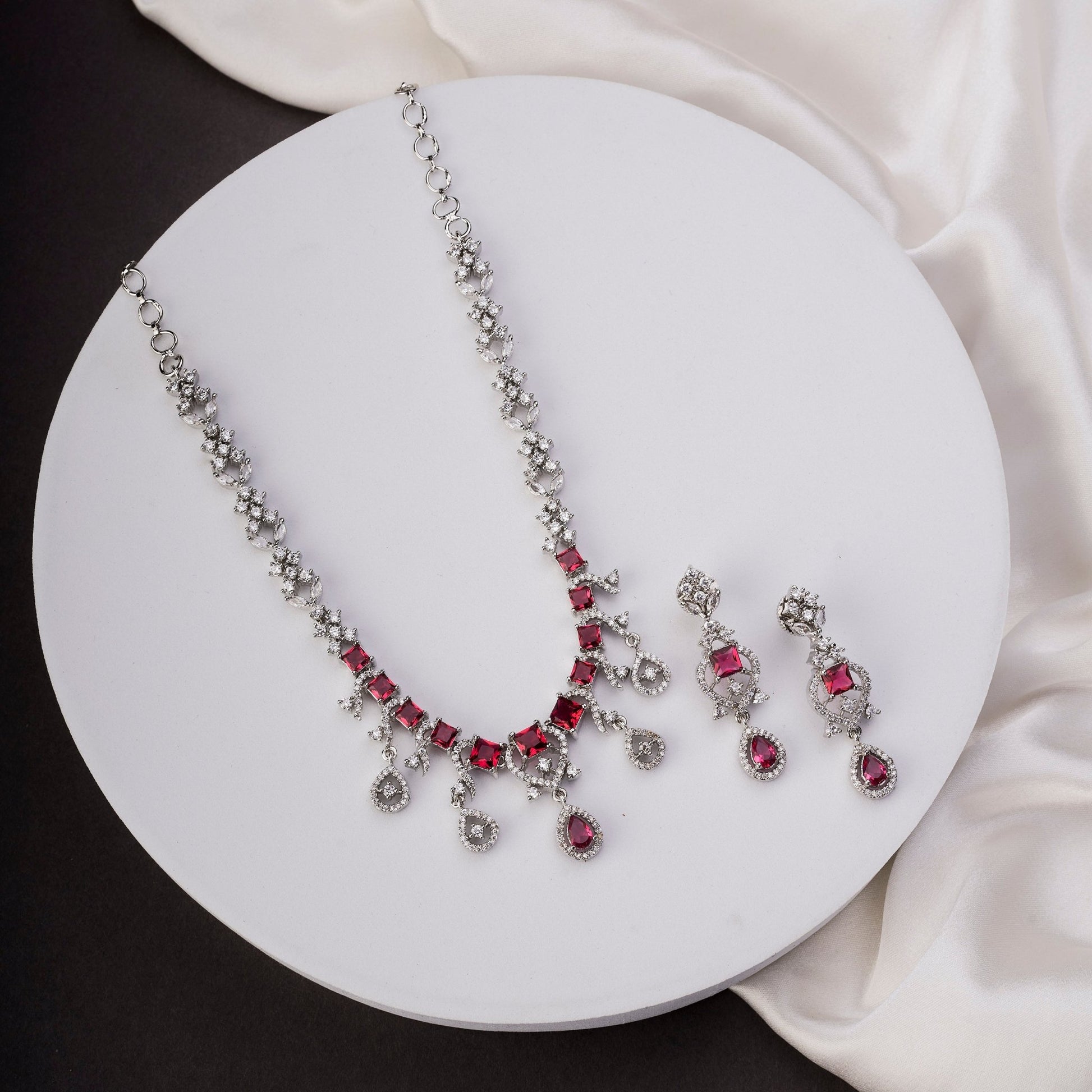 Necklace - Elysian Spark Rhodium Plated Necklace - Opal Touch