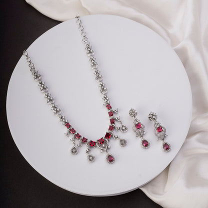 Necklace - Elysian Spark Rhodium Plated Necklace - Opal Touch