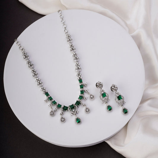 Necklace - Elysian Spark Rhodium Plated Necklace - Opal Touch