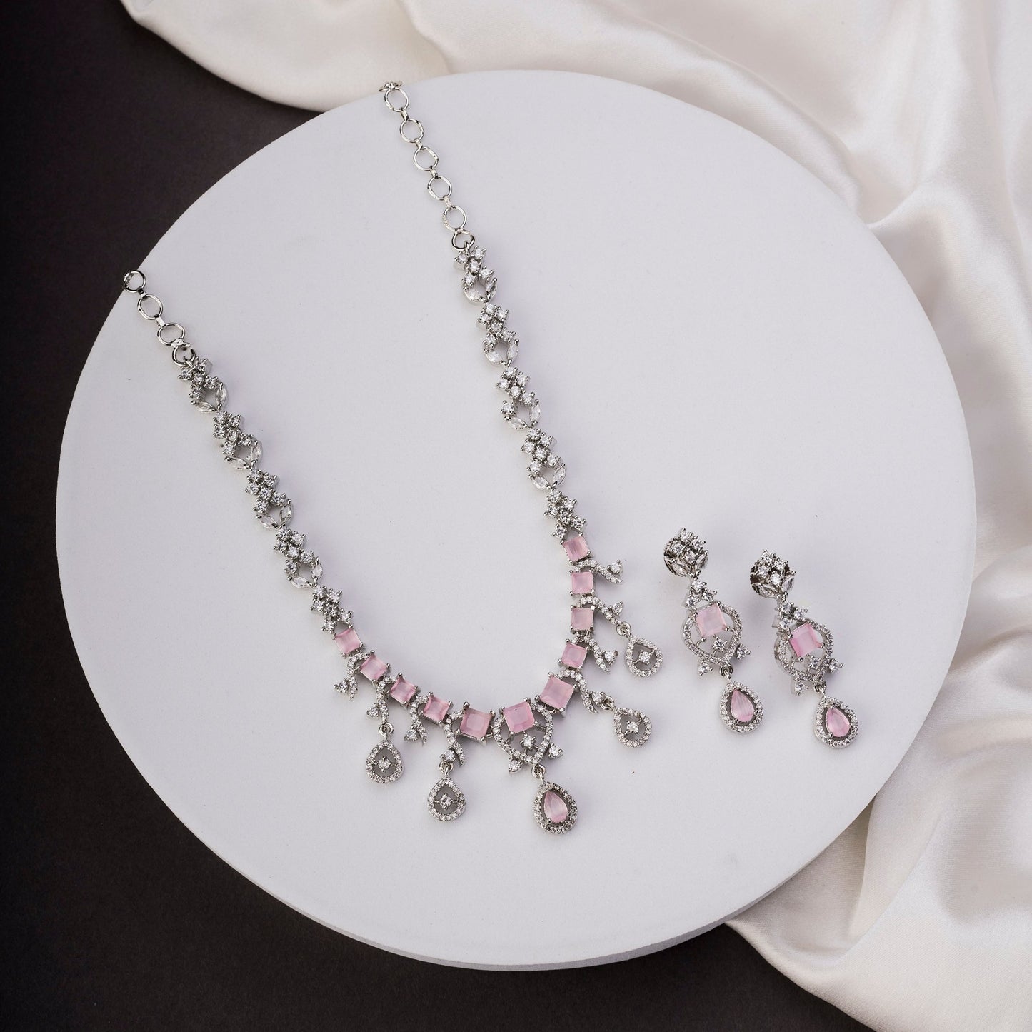 Necklace - Elysian Spark Rhodium Plated Necklace - Opal Touch