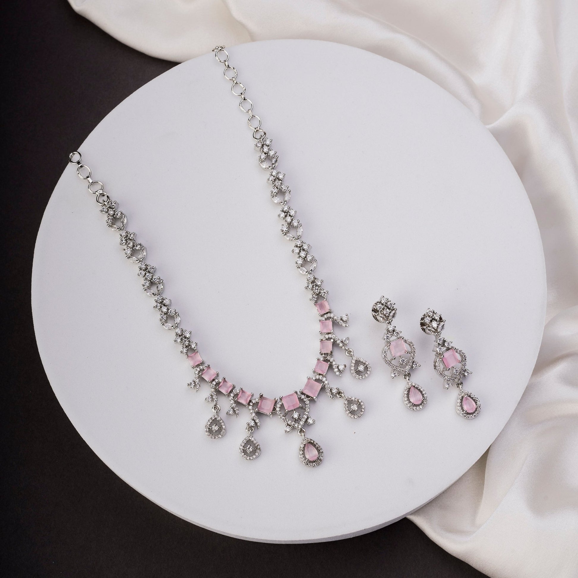 Necklace - Elysian Spark Rhodium Plated Necklace - Opal Touch