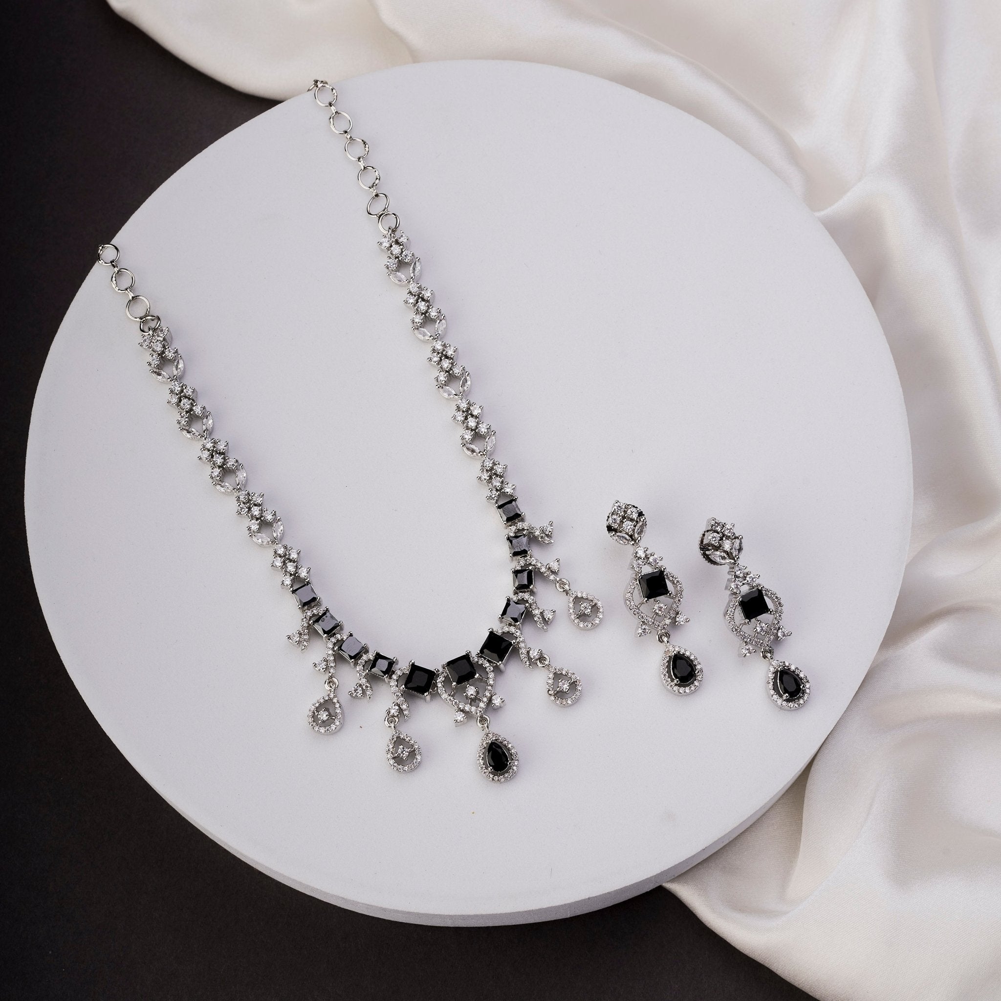 Necklace - Elysian Spark Rhodium Plated Necklace - Opal Touch