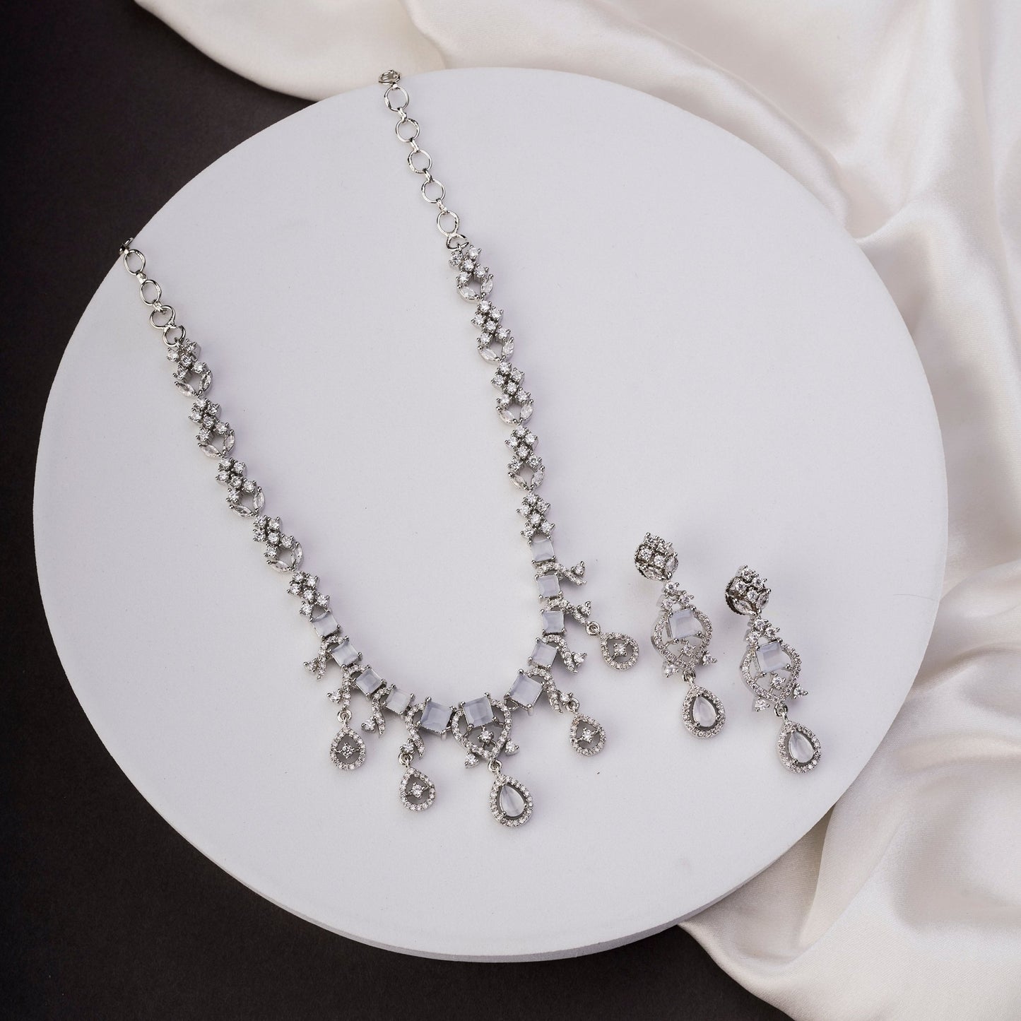 Necklace - Elysian Spark Rhodium Plated Necklace - Opal Touch