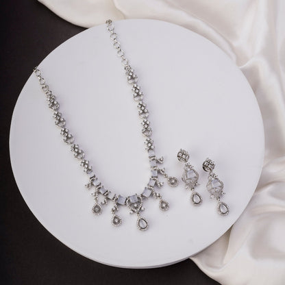 Necklace - Elysian Spark Rhodium Plated Necklace - Opal Touch