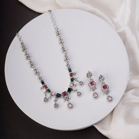 Necklace - Elysian Spark Rhodium Plated Necklace - Opal Touch