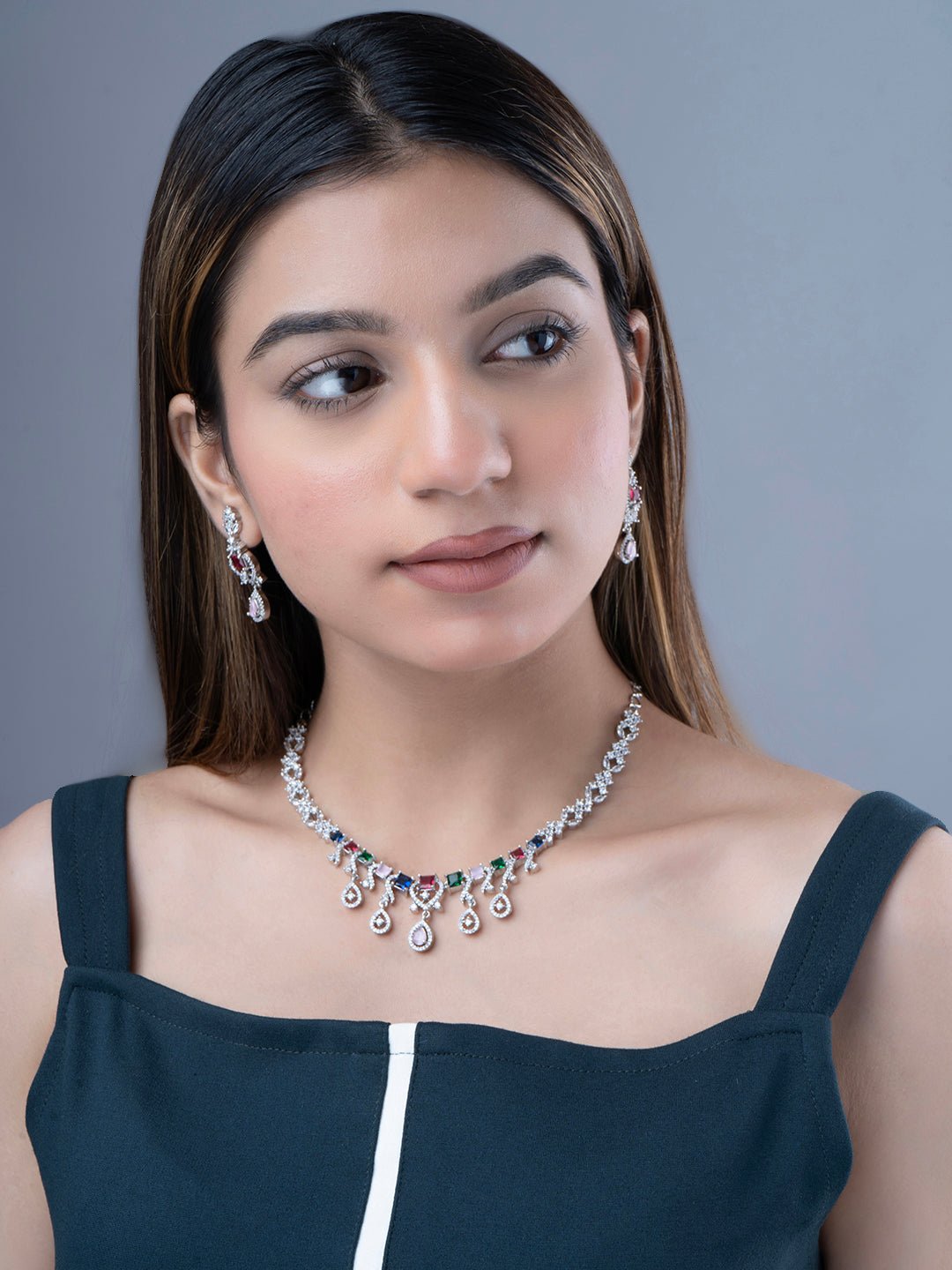 Necklace - Elysian Spark Rhodium Plated Necklace - Opal Touch