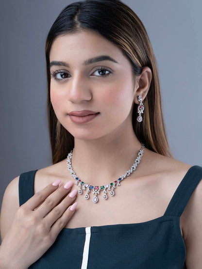 Necklace - Elysian Spark Rhodium Plated Necklace - Opal Touch