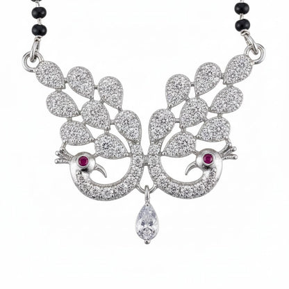 Embellished Peacock Rhodium Mangalsutra - Opal Touch