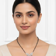 Embellished Peacock Rhodium Mangalsutra - Opal Touch