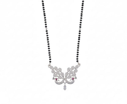 Embellished Peacock Rhodium Mangalsutra - Opal Touch