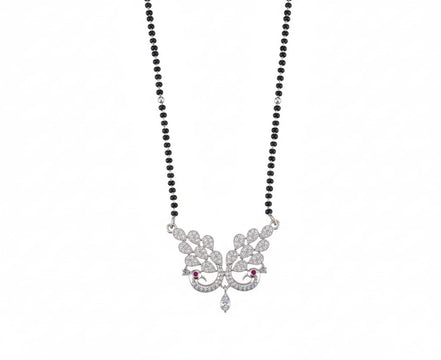 Embellished Peacock Rhodium Mangalsutra - Opal Touch
