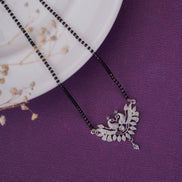 Mangalsutra - Embellished Rhodium Plated Twin Peacock Mangalsutra - Opal Touch